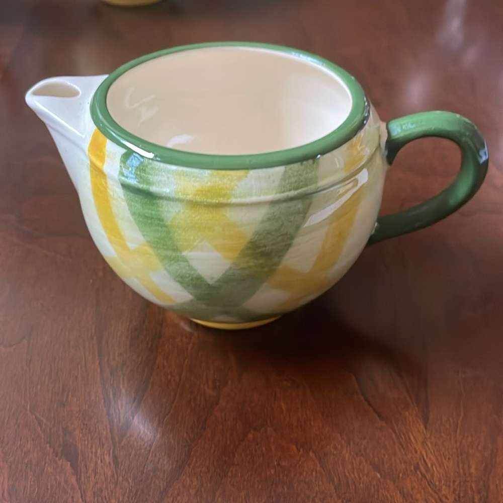 VTG 1949 Early California pottery Vernonware Vernon Kilns Gingham creamer